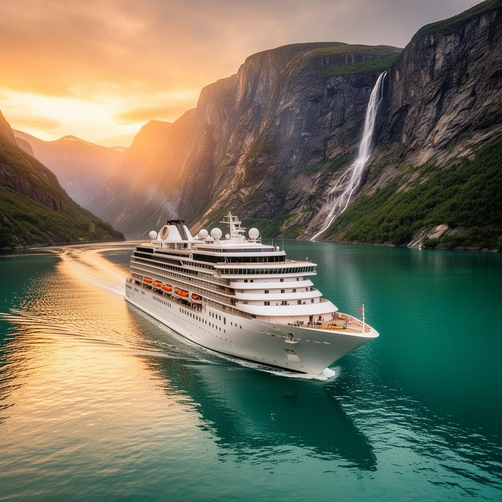 Schiff in einem europäischen Fjord