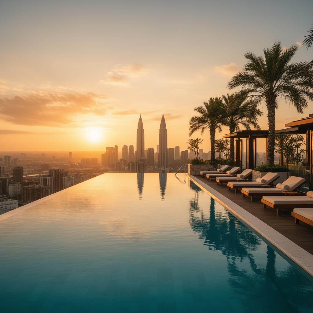 Infinity-Pool über einer Stadt